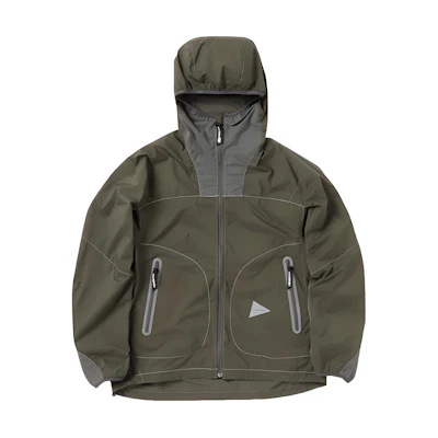 and wander Reflective Trim Hooded Zip Jacket Unisex Olive Green 5743921514S180