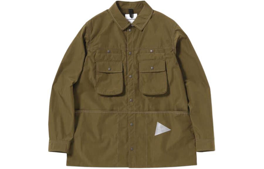 and wander Solid Color Button-Up Long Sleeve Jacket Khaki 57421810980-180