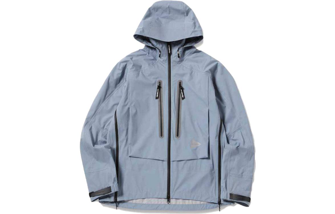 and wander Solid Color Hooded Jacket Blue 1122672M14019