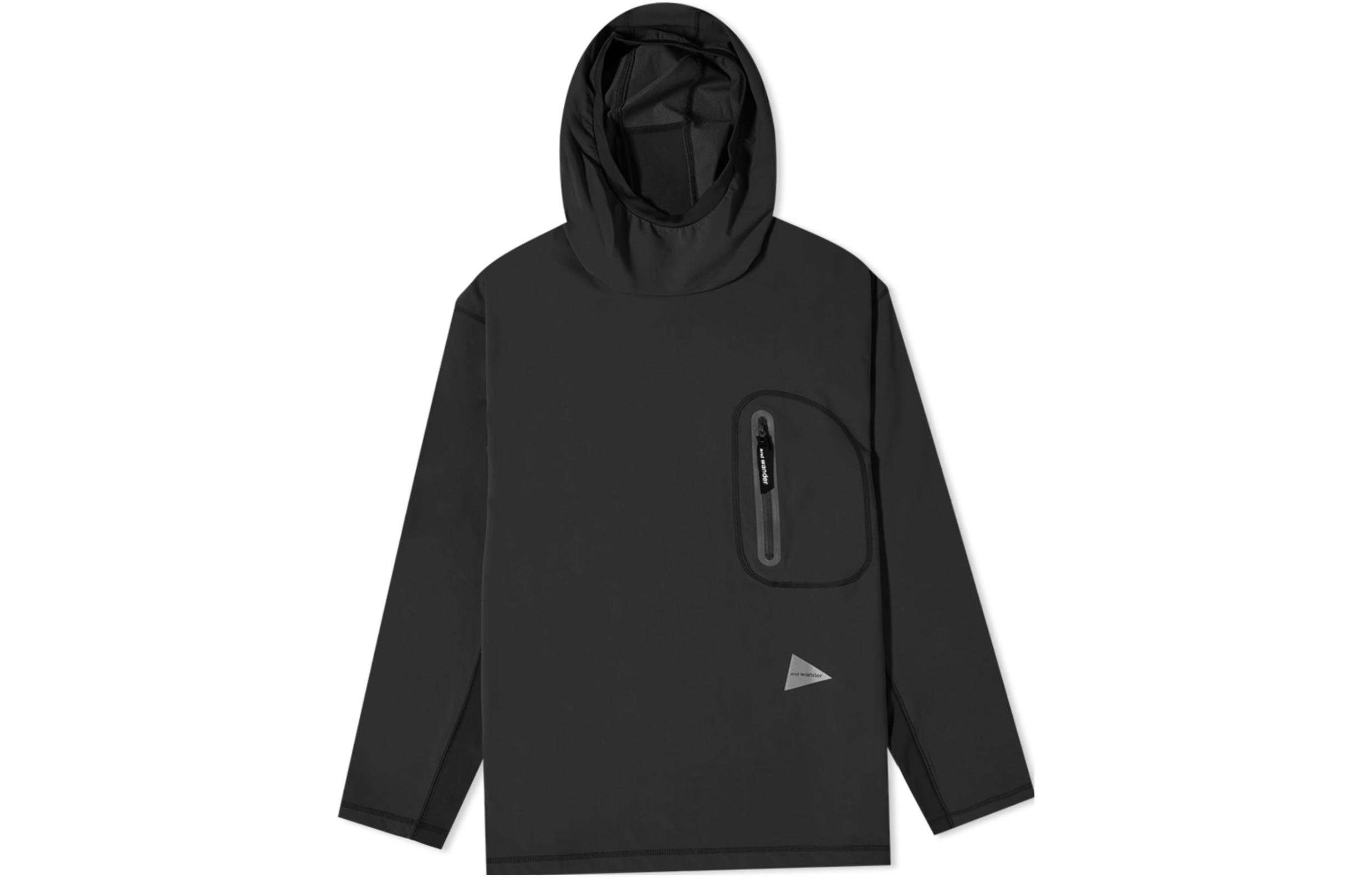 and wander Solid Color Pullover Hoodie Black 5742284373-010