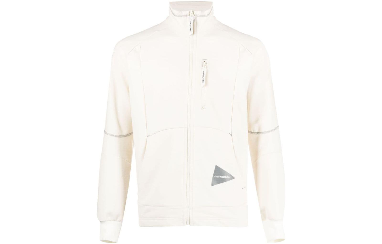 and wander Solid Color Stand Collar Long Sleeve Jacket White 5743144021-MAIN