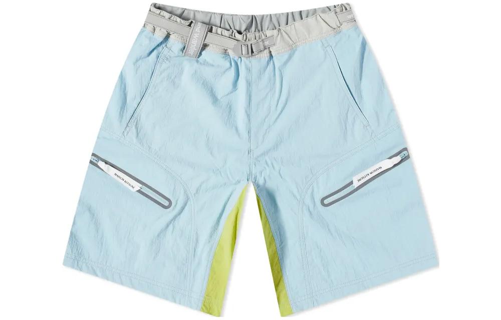 and wander SS23  Light Blue Straight-Leg Shorts with Belted Pockets 5743122901-111