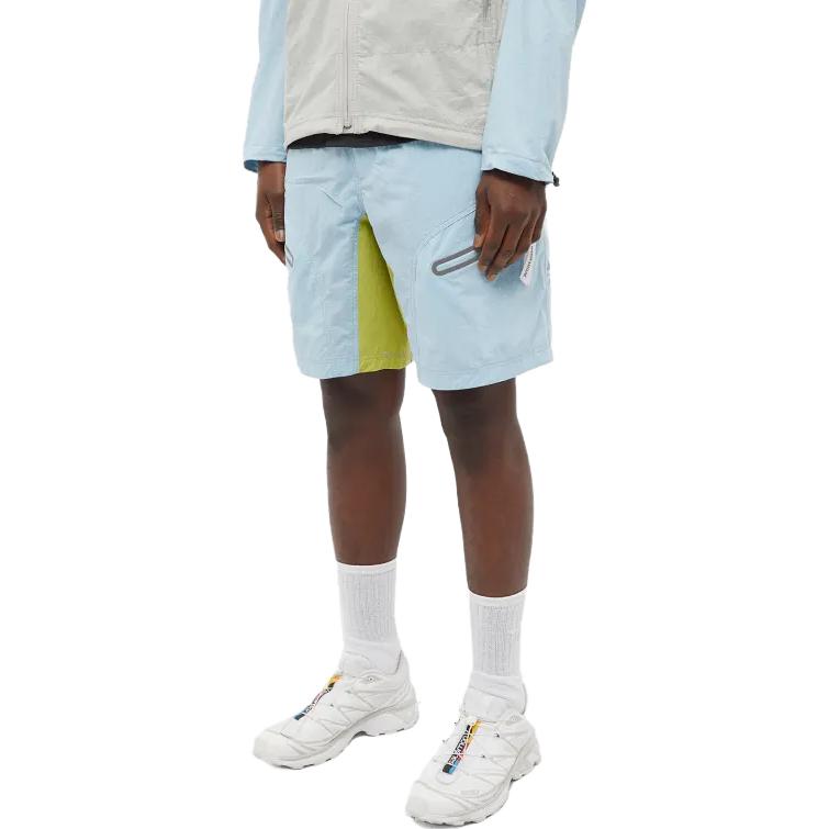 Lookbook and wander SS23 Seluar Pendek Biru Muda Potongan Lurus dengan Poket Berikat 5743122901-111