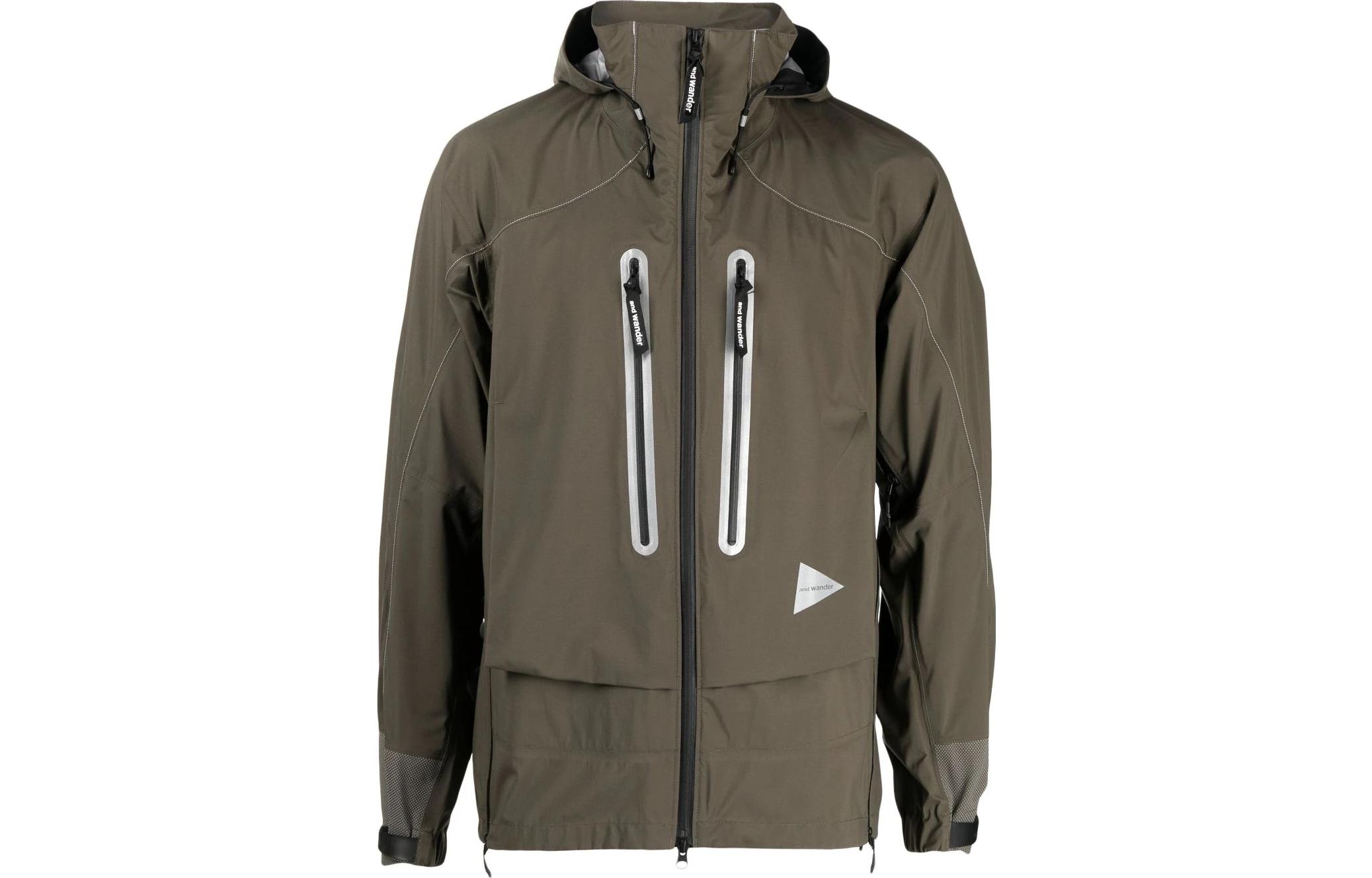 and wander SS23 High-Neck Zip Hoodie Jacket Khaki Color 5743111010180