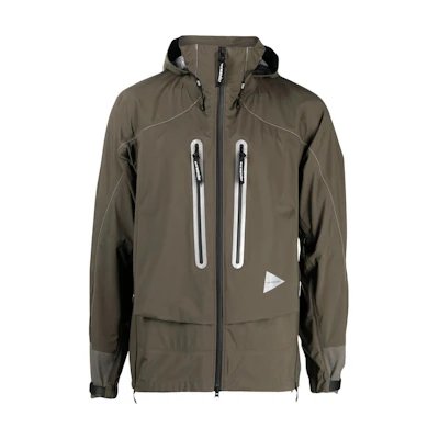 and wander SS23 High-Neck Zip Hoodie Jacket Khaki Color 5743111010180