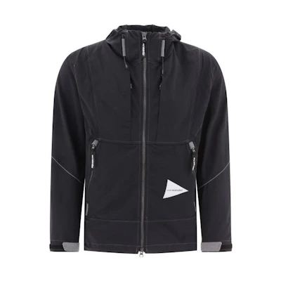 and wander SS23 Solid Color Zip-Up Hoodie Jacket Black 5743121014010