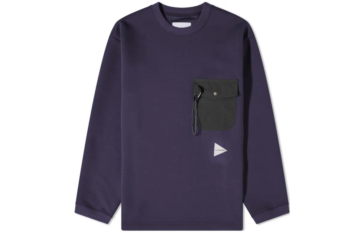 and wander SS23 Solid Pullover Crewneck Sweatshirt Purple () 5742284360-121