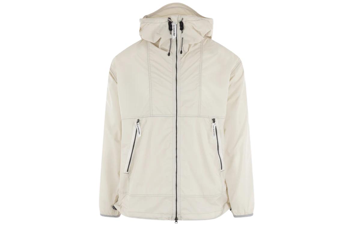 and wander SS23 White High-Neck Drawstring Hooded Jacket Mens Long Sleeve 5743121038031