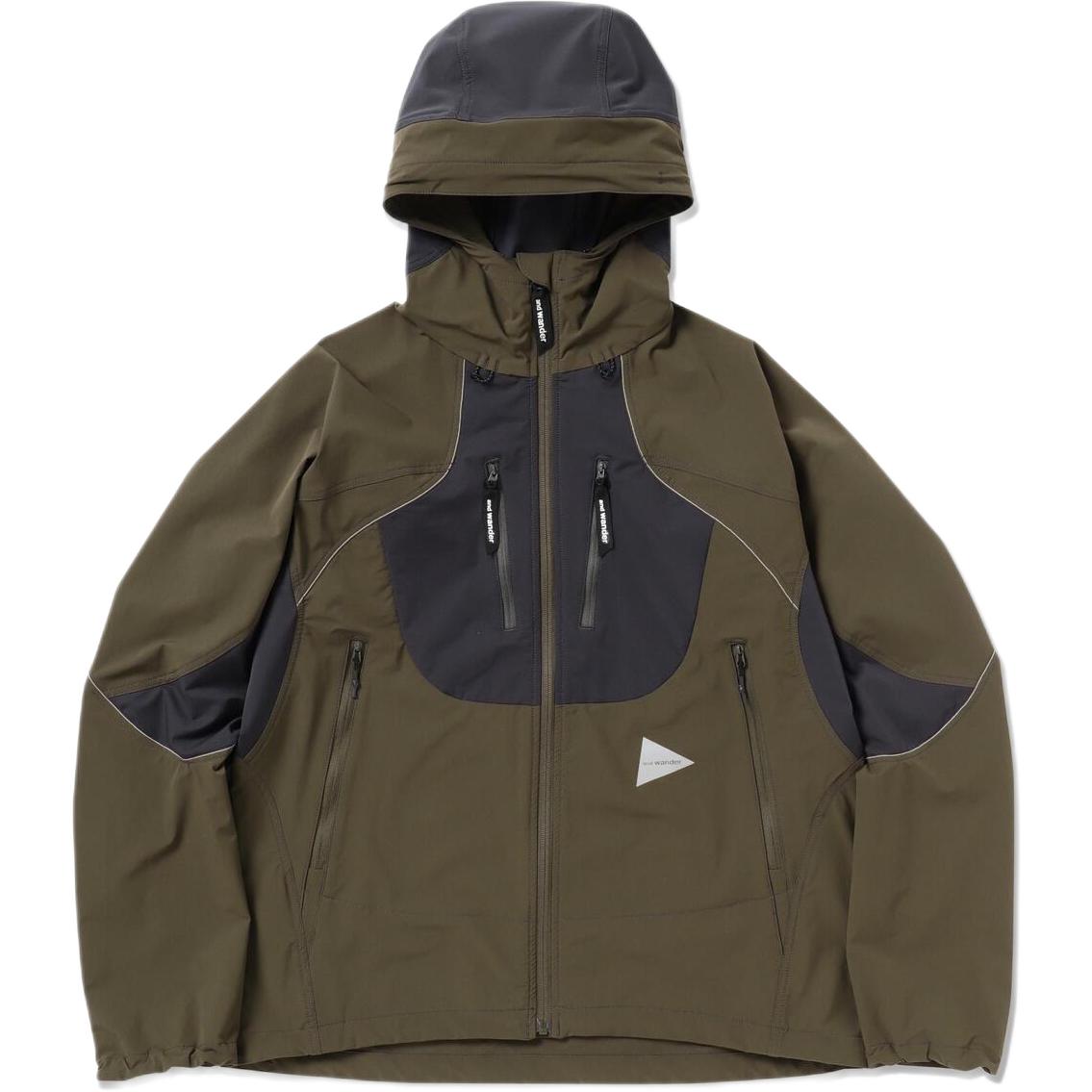 and wander SS24 Colorblock Logo Zip Hoodie Jacket Khaki - 5744121107-180