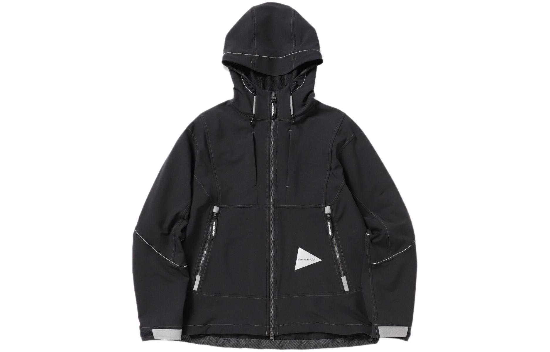 and wander SS24 Lightweight Stretch Softshell Jacket Unisex Black 5744121105