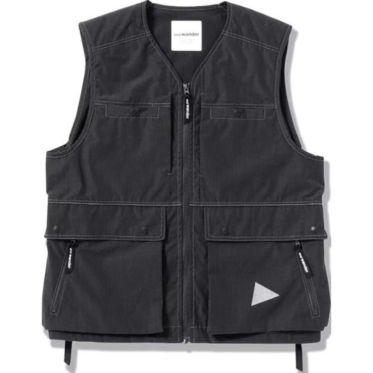 Order and wander SS24 Loose Fit Ripstop Vest Tanpa Lengan Kelabu Arang Uniseks 5744181150-CHA