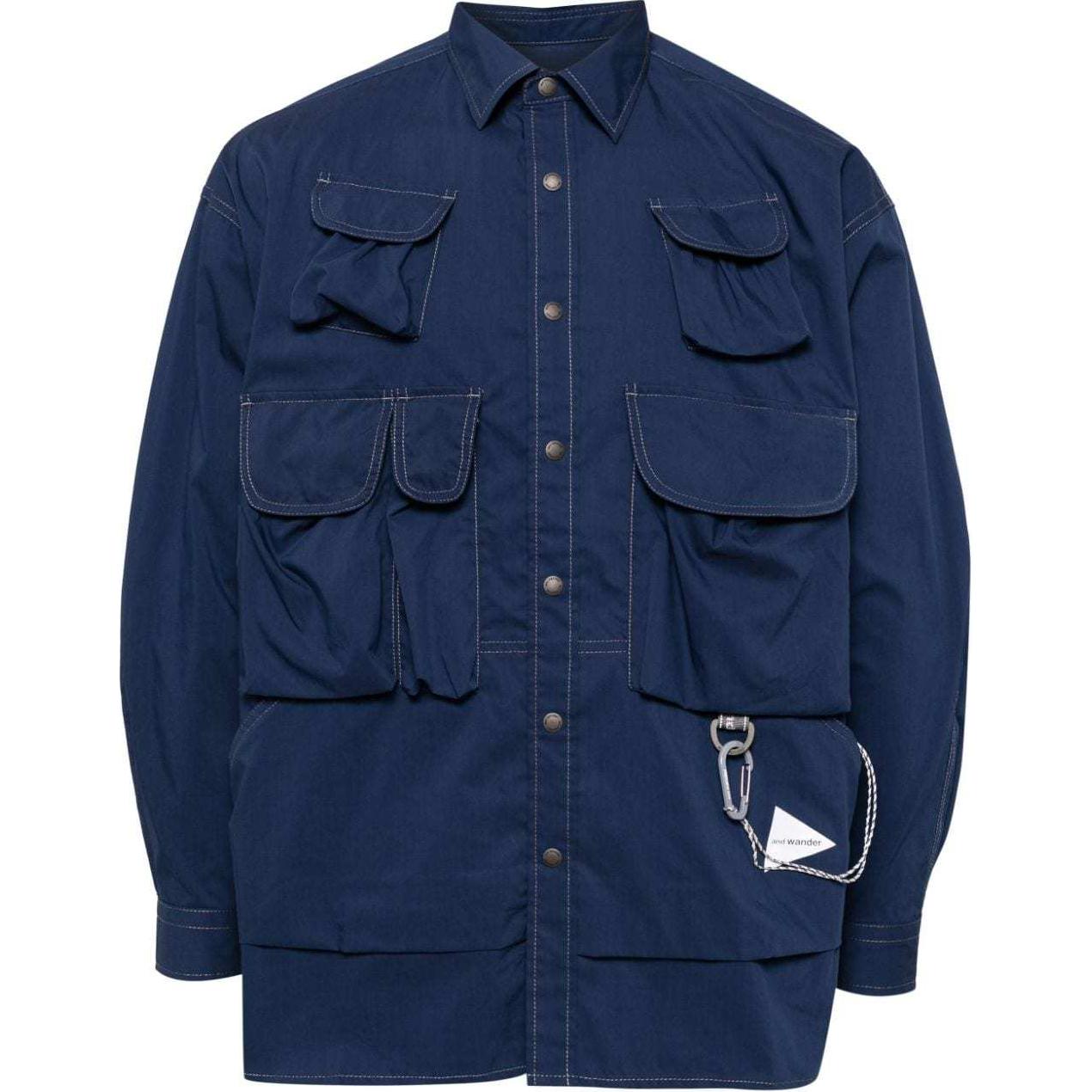 and wander SS24 Multi-Pocket Long Sleeve Shirt Prussian Blue Men’s 5744183151