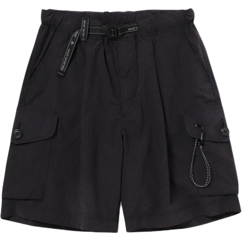and wander SS24 Relaxed Fit Elastic Waist Utility Shorts Unisex Black 5744182170010