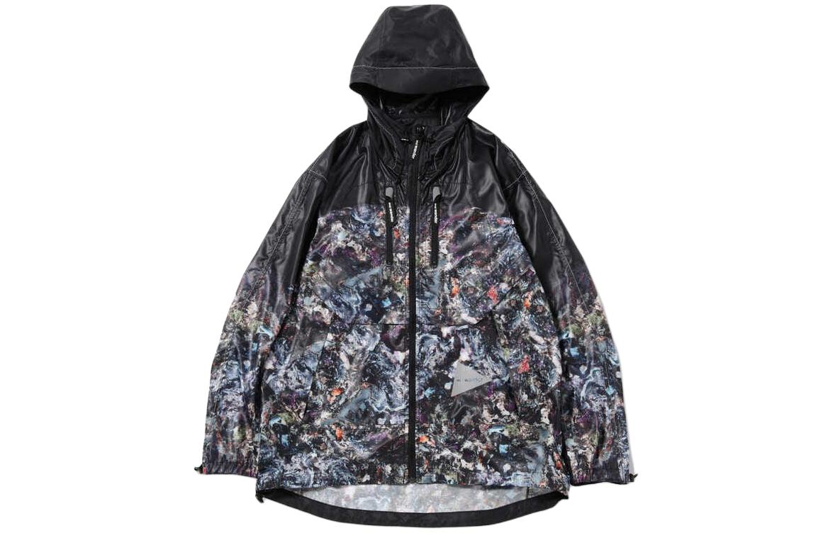 and wander Stone Pattern Zip Hoodie Jacket Unisex Black 57401210055040