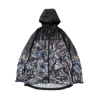 and wander Stone Pattern Zip Hoodie Jacket Unisex Black 57401210055040