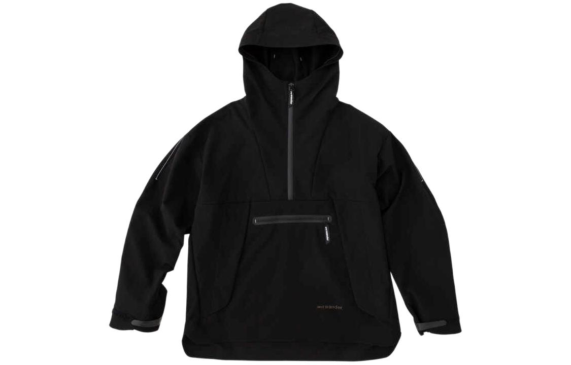 and wander Unisex Black Pullover Hoodie Long Sleeve Solid Color 5742281350-010