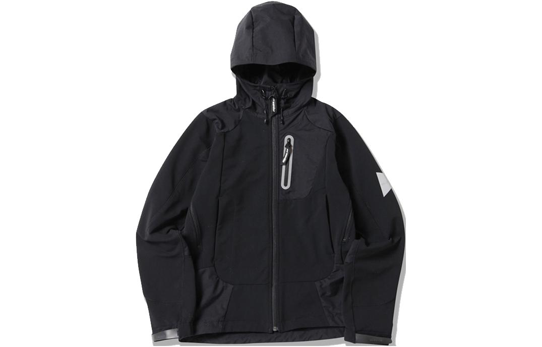 and wander Unisex Colorblock Hooded Graphic Zip Jacket - Black 5743221003010