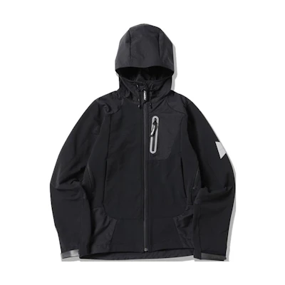 and wander Unisex Colorblock Hooded Graphic Zip Jacket - Black 5743221003010