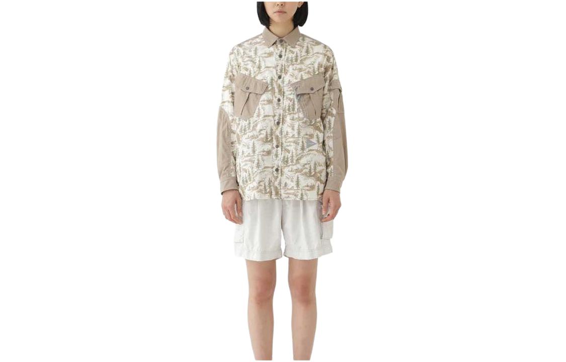 and wander Unisex Light Brown All-Over Print Buttoned Long Sleeve Shirt 5743183050-040