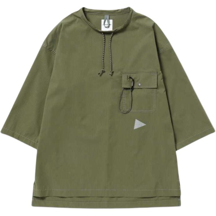 and wander Unisex Loose-Fit 3/4 Sleeve Pocket T-Shirt Khaki Green 5743183027-KHA