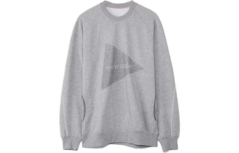 and wander Unisex Plain Crewneck Pullover Long Sleeve Sweatshirt Grey 5741284002
