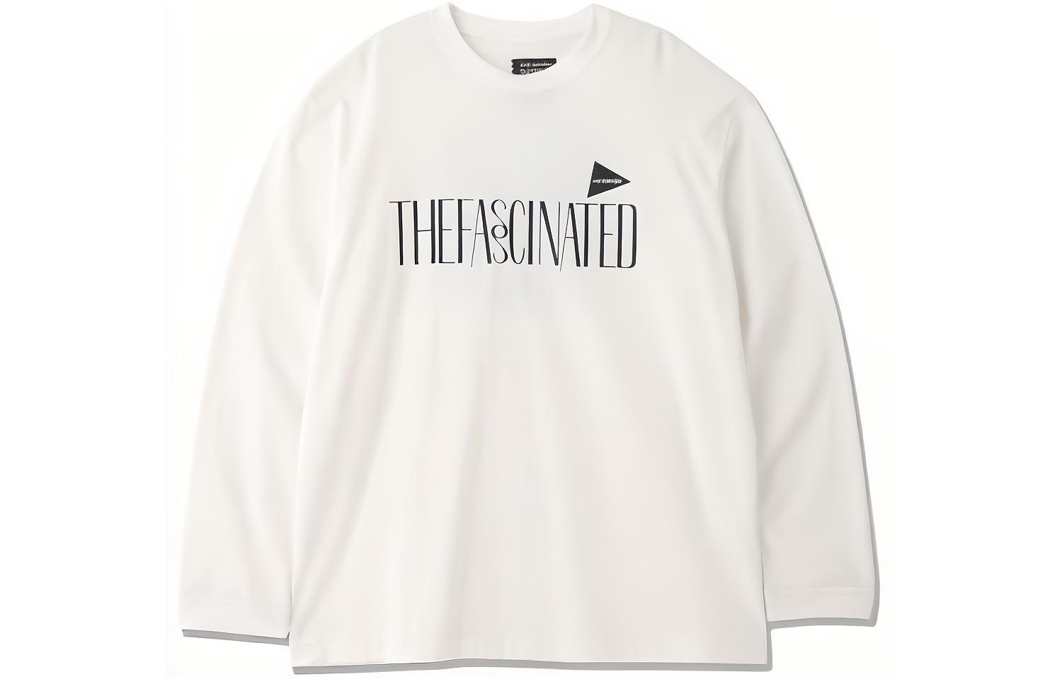 and wander Unisex White Crewneck Letter Print Long-Sleeve Pullover Sweatshirt 5743284228-030