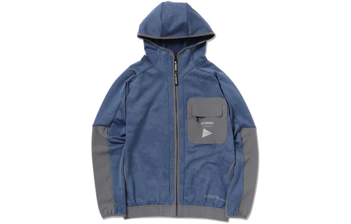 and wander adidas TERREX Fleece Hooded Zip Jacket Blue Colorblock 5743183921-110