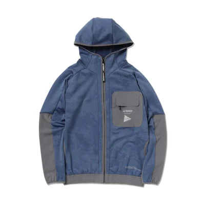 and wander adidas TERREX Fleece Hooded Zip Jacket Blue Colorblock 5743183921-110