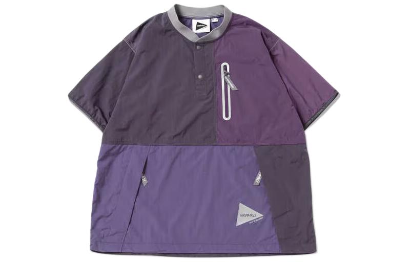 Order and wander x Gramicci SS24 Baju-T Unisex Ungu Butang Zip Patchwork. 5744121412-083