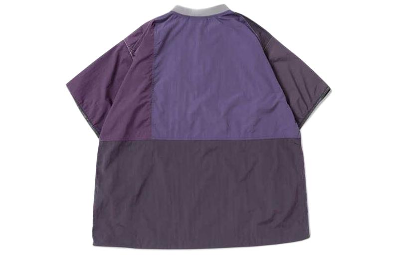 Lookbook and wander x Gramicci SS24 Baju-T Unisex Ungu Butang Zip Patchwork. 5744121412-083