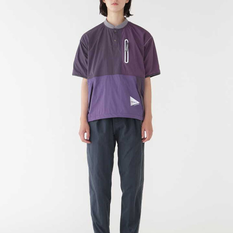 Purchase and wander x Gramicci SS24 Baju-T Unisex Ungu Butang Zip Patchwork. 5744121412-083