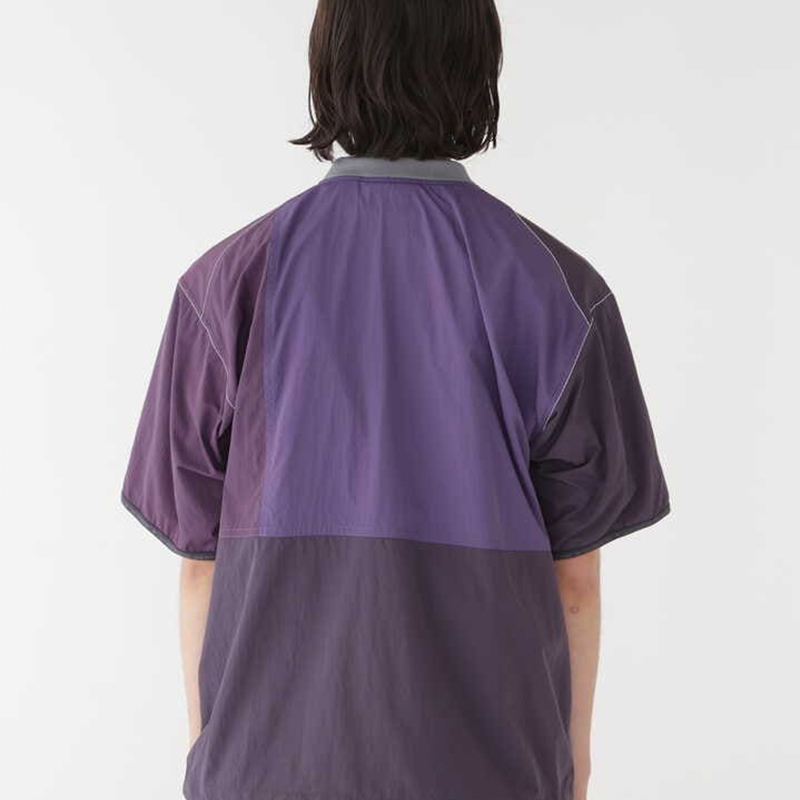 Sizing and wander x Gramicci SS24 Baju-T Unisex Ungu Butang Zip Patchwork. 5744121412-083