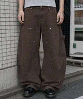 Anolorcode Curved Carpenter Denim Pants (Brown) AN2605 Anolorcode Curved Carpenter Denim Pants (Brown) AN2605