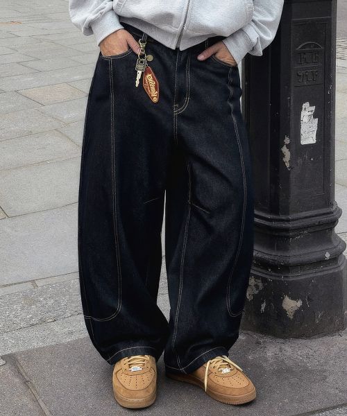 Anolorcode Draw Curved Denim Pants (Raw Indigo) ANFW701