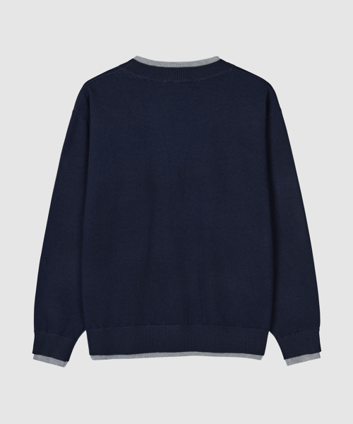 Lookbook ANOLORCODE 分層亨利領針織毛衣（海軍藍） AN2608