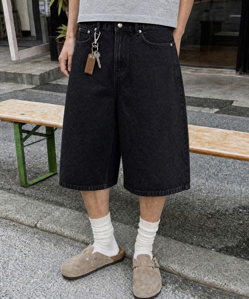 ANOLORCODE Node Half Denim Pants (Black) ANFW725