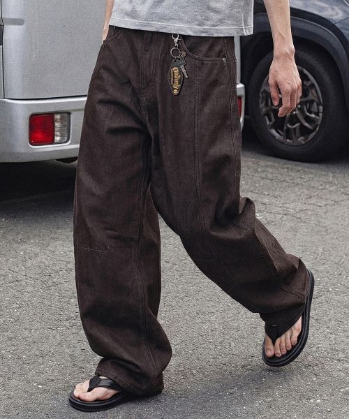 ANOLORCODE Non-Fade Curved Denim Pants (Brown) ANFW731
