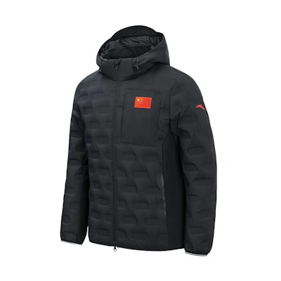 Anta Black Solid Color Logo Zip-Up Hooded Down Jacket 152250904-2