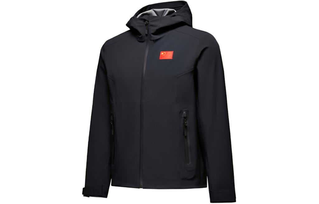 Anta  Black Waterproof Outdoor Zip-Up Hoodie Jacket for Sports. 452340109-2