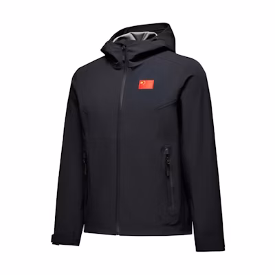 Anta Black Waterproof Outdoor Zip-Up Hoodie Jacket for Sports. 452340109-2
