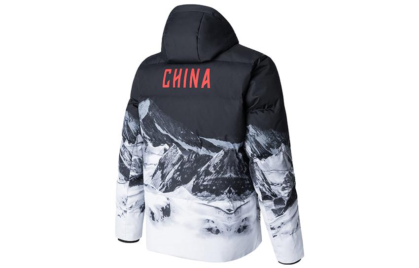 Lookbook 안타 아웃도어 후드 패딩 자켓 스노우플레이크 화이트/올오버 프린트 152347945-1