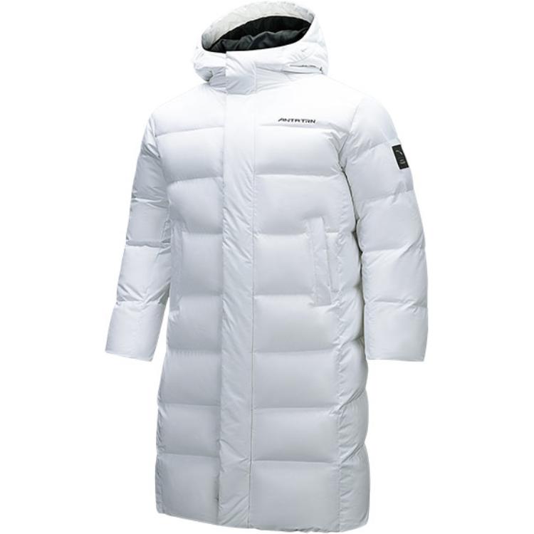 Anta  Training Series White Long Hooded Down Jacket - Breathable & Comfortable. 952447924-1