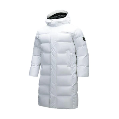 Anta Training Series White Long Hooded Down Jacket - Breathable & Comfortable. 952447924-1