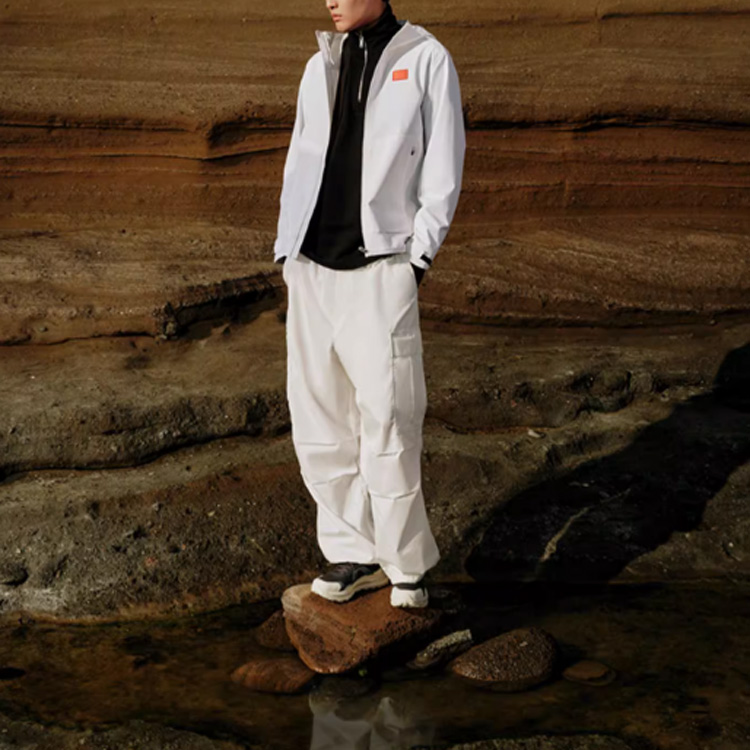 Shop Anta  Waterproof Windproof Breathable White Flag Hooded Jacket. 152310629-1