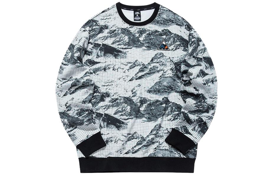 Anta All-Over Printed Crewneck Pullover Sweatshirt Black 952147709-5