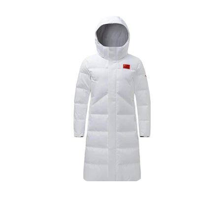 Anta All-Weather National Flag Patch Long Down Jacket Unisex White. 152250902-1