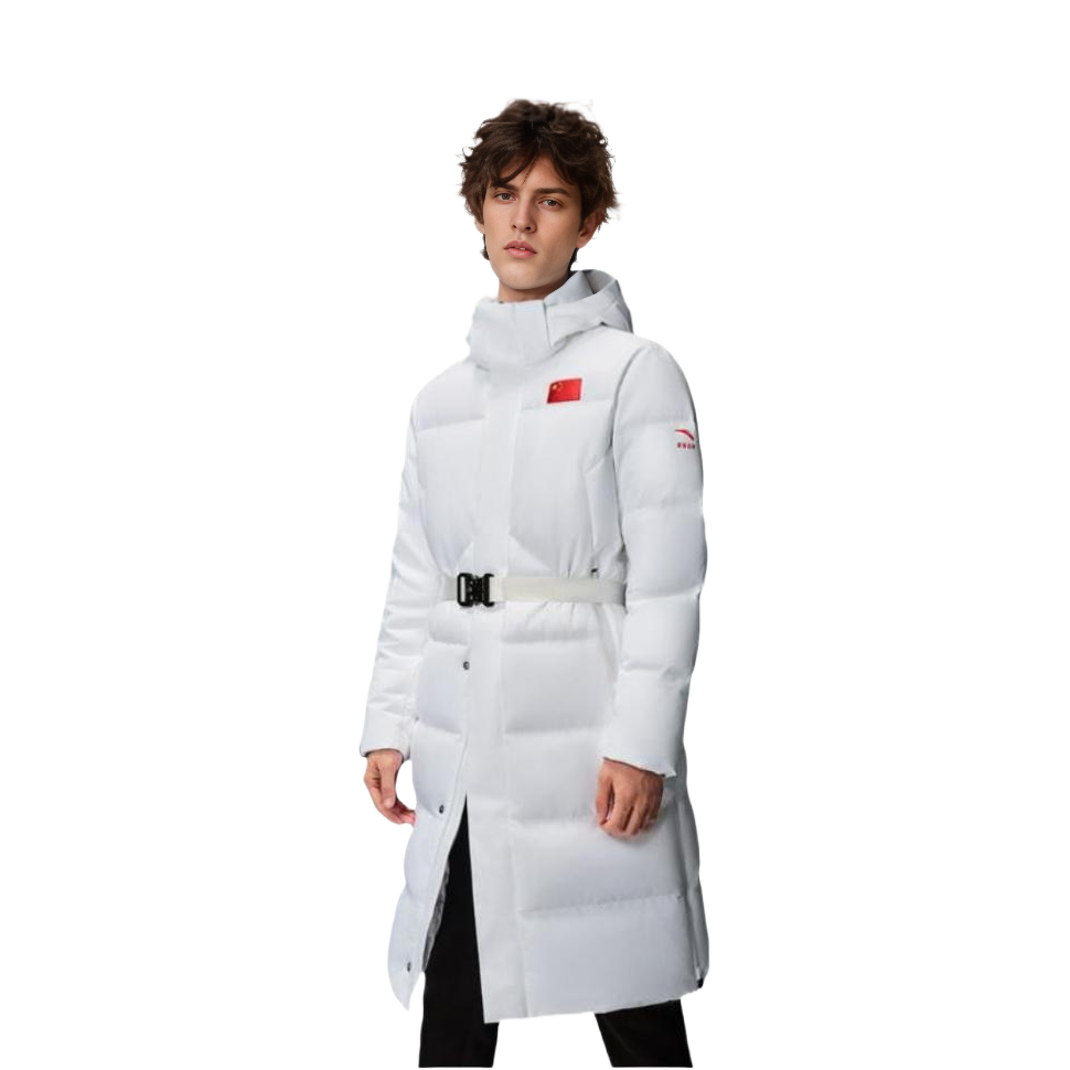 Lookbook Anta All-Weather National Flag Patch Long Down Jacket Unisex White. 152250902-1