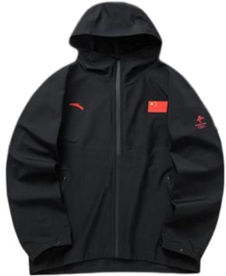 Anta All-Weather Series Black Logo Print Zip Hooded Woven Jacket 152130707-2 Buy Anta All-Weather Series Black Logo Print Zip Hooded Woven Jacket 152130707-2