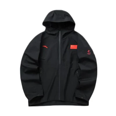 Anta All-Weather Series Black Logo Print Zip Hooded Woven Jacket 152130707-2