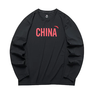 Anta All-Weather Series Black Crewneck Sweatshirt with Letter Print 152210411-2